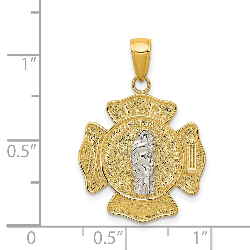 14k Two-tone Gold Saint Florian Medal Pendant for Women