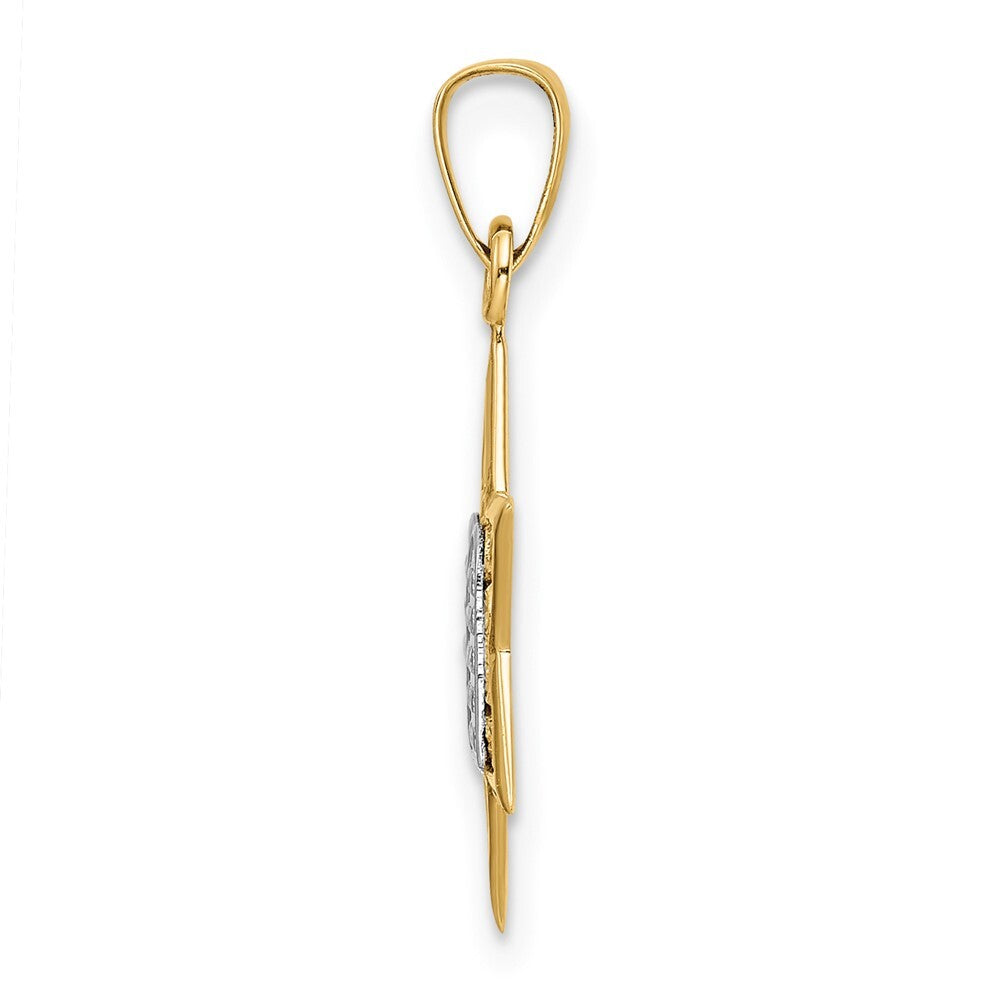 14k Two-tone Gold Polished Solid Star and Torah Pendant for Women