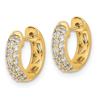 14k Yellow Gold Diamond Hinged Hoop Earrings