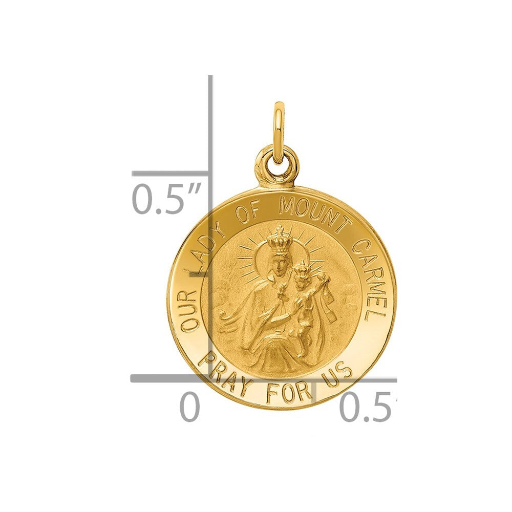 14k Yellow Gold Our Lady of Mount Carmel Medal Charm Pendant for Women