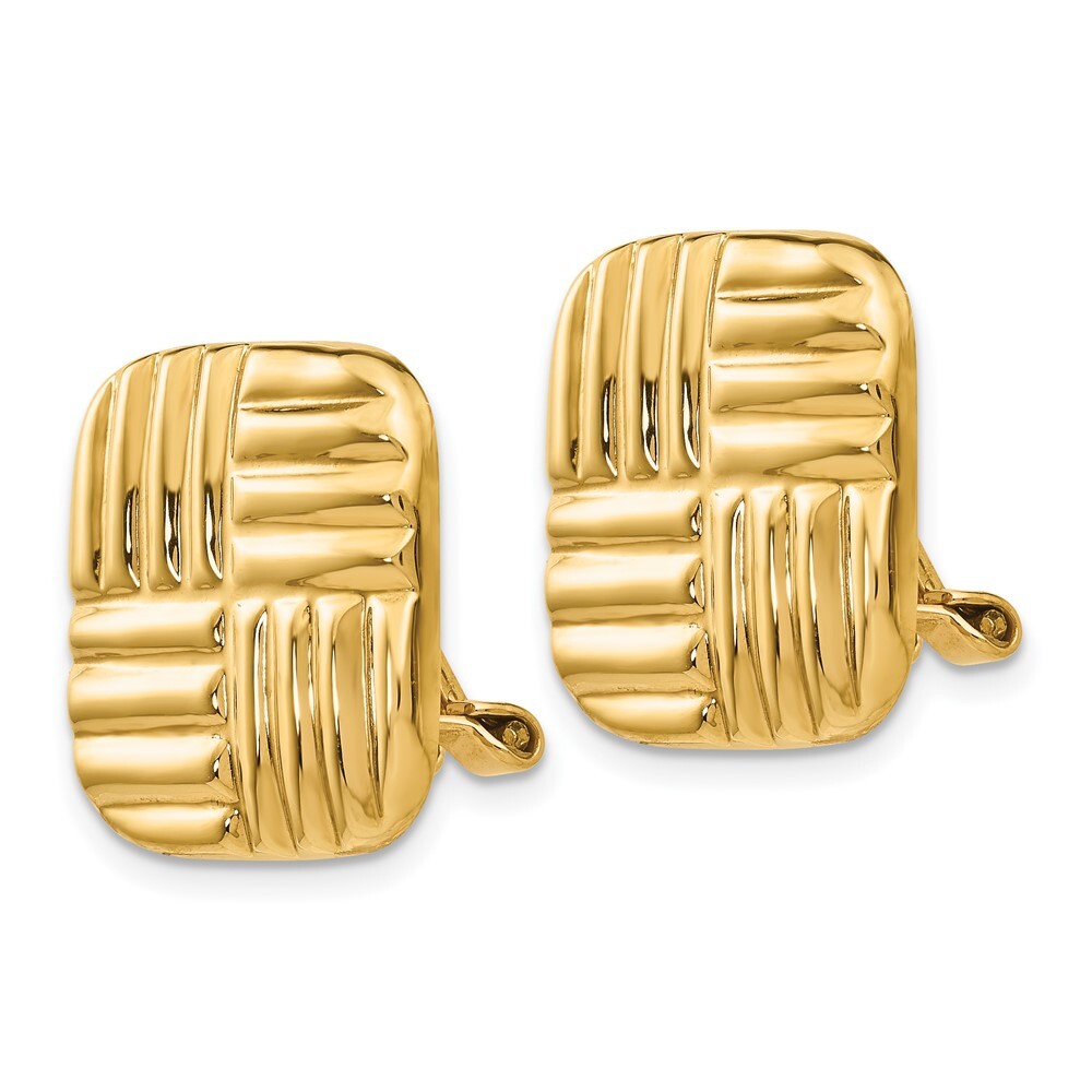 14k Yellow Gold Non-pierced Basket weave Stud Earrings