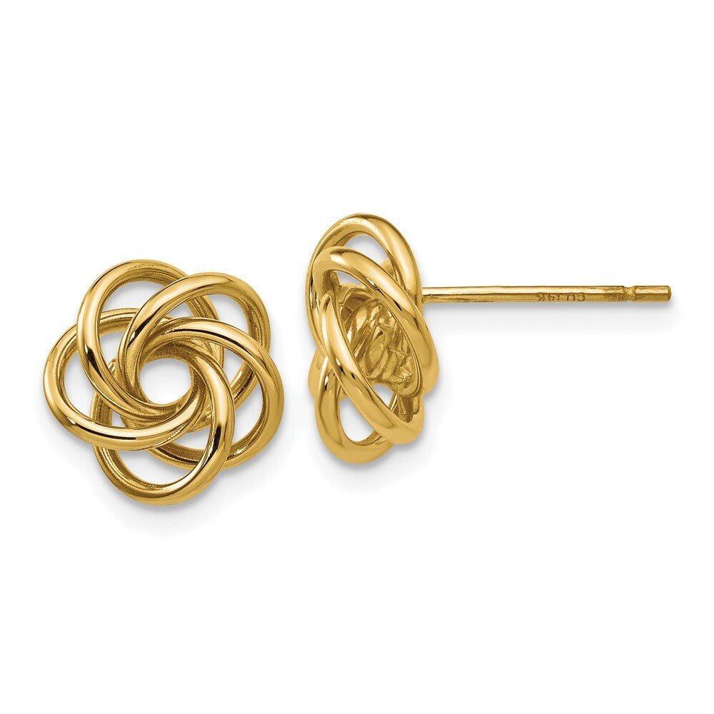 14k Yellow Gold Love Knot Stud Earrings