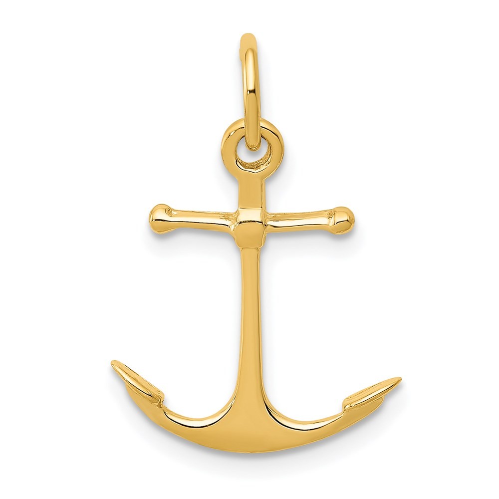 14k Yellow Gold 3D Anchor Charm