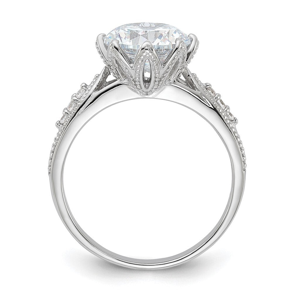 Sterling Silver Rhodium-plated 9mm Cubic Zirconia Ring Size 8