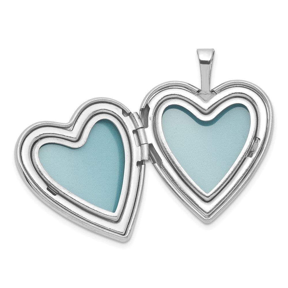 SS RH-pl Brushed And Polished Blue Cross Resin Cameo 20mm Heart Locket