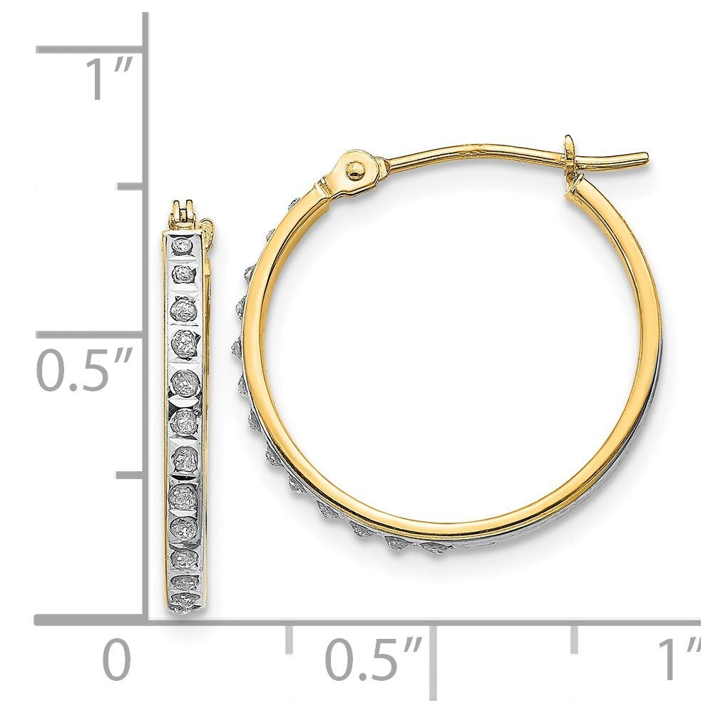 14k Yellow Gold Diamond Fascination Round Hinged Hoop Earrings Gift for Women