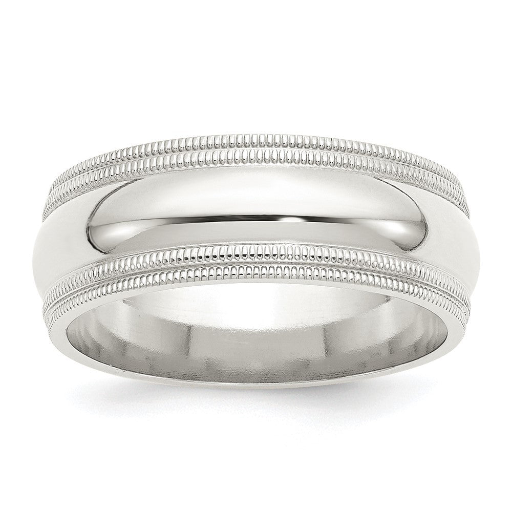 Sterling Silver 8mm Comfort Fit Double Milgrain Size 12 Band Ring