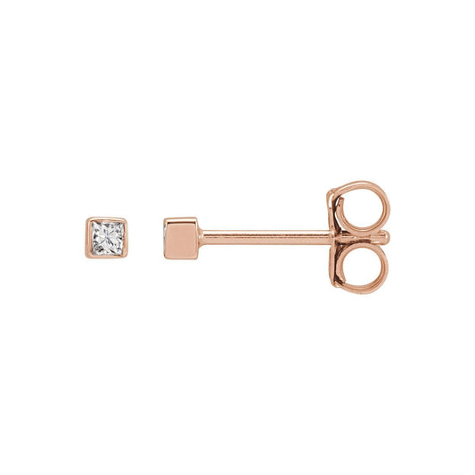 14k Rose Gold .05 CTW Natural Diamond Bezel-Set Stud Earrings Gift for Women