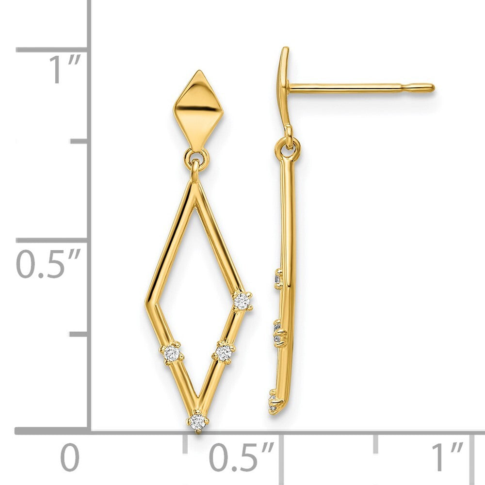 14k Yellow Gold Cubic Zirconia Dangle Earrings Gift for Women
