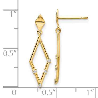 14k Yellow Gold Cubic Zirconia Dangle Earrings Gift for Women