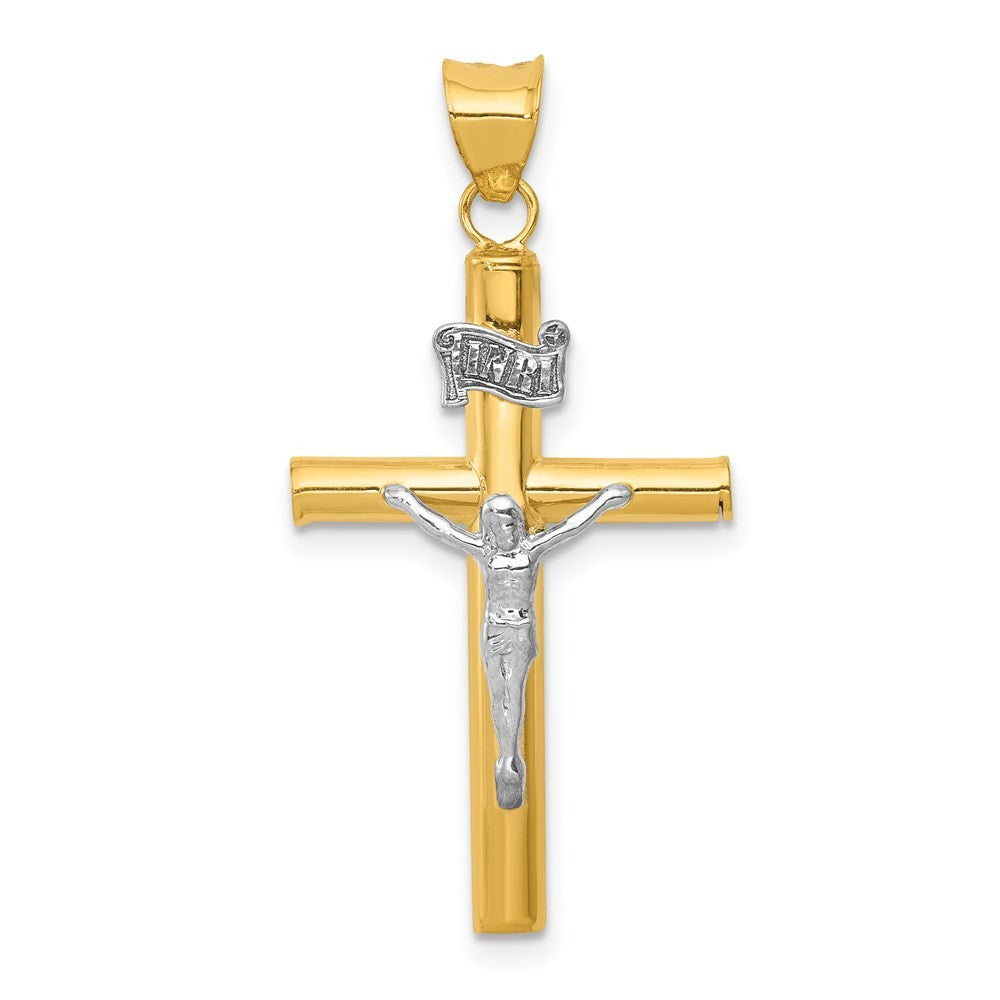 14k Two-Tone Gold INRI Crucifix Pendant