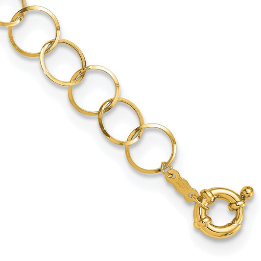 14k Yellow Gold Polished Circle Chain Bracelet 7.5 inch Bracelet