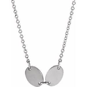 14k White Gold 2-Disc Engravable Family Disc 18" Necklace Gift for Women