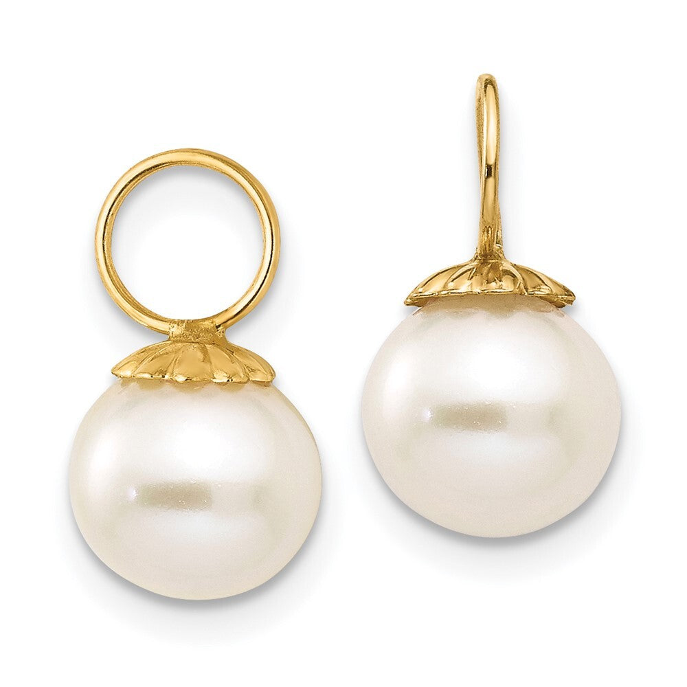 14k Yellow Gold FW Cultured Pearl Hoop Enhancers Gift for Women