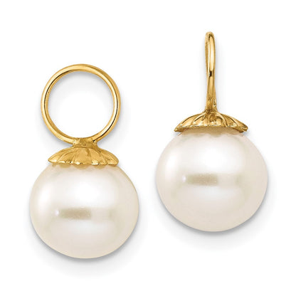 14k Yellow Gold FW Cultured Pearl Hoop Enhancers Gift for Women