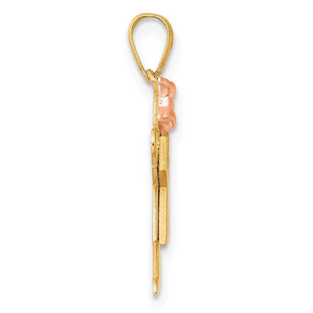 14k Two-tone Gold Small Girl on Left Engravable Charm Pendant for Women