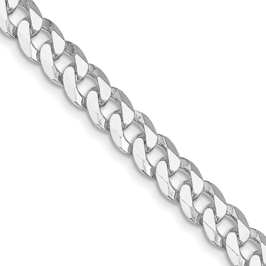 Sterling Silver Rhodium-plated 7mm Beveled Curb Chain Necklace