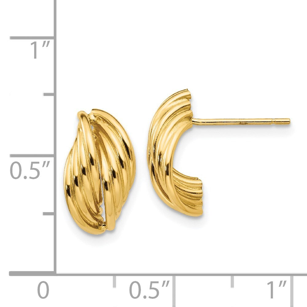 14k Yellow Gold Polished Fancy Stud Earrings Gift for Women