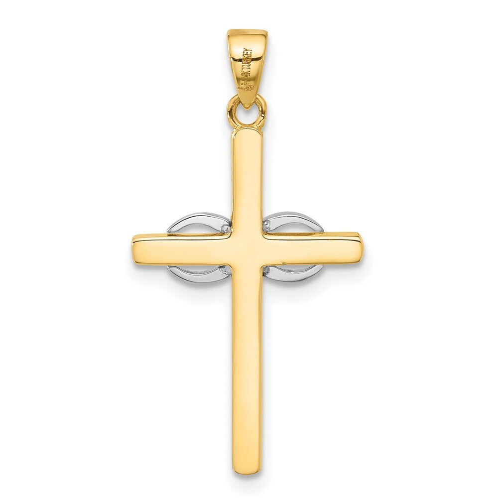 14k Two-tone Gold Polished Infinity Cross Pendant for Women