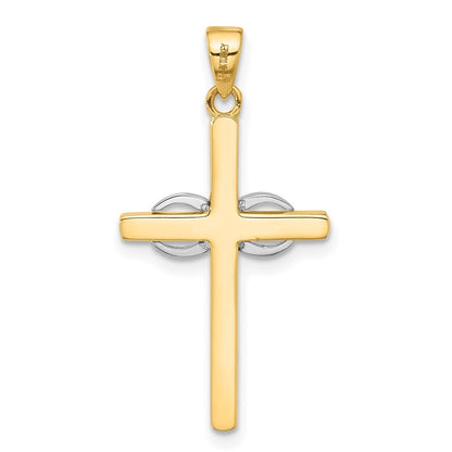 14k Two-tone Gold Polished Infinity Cross Pendant for Women