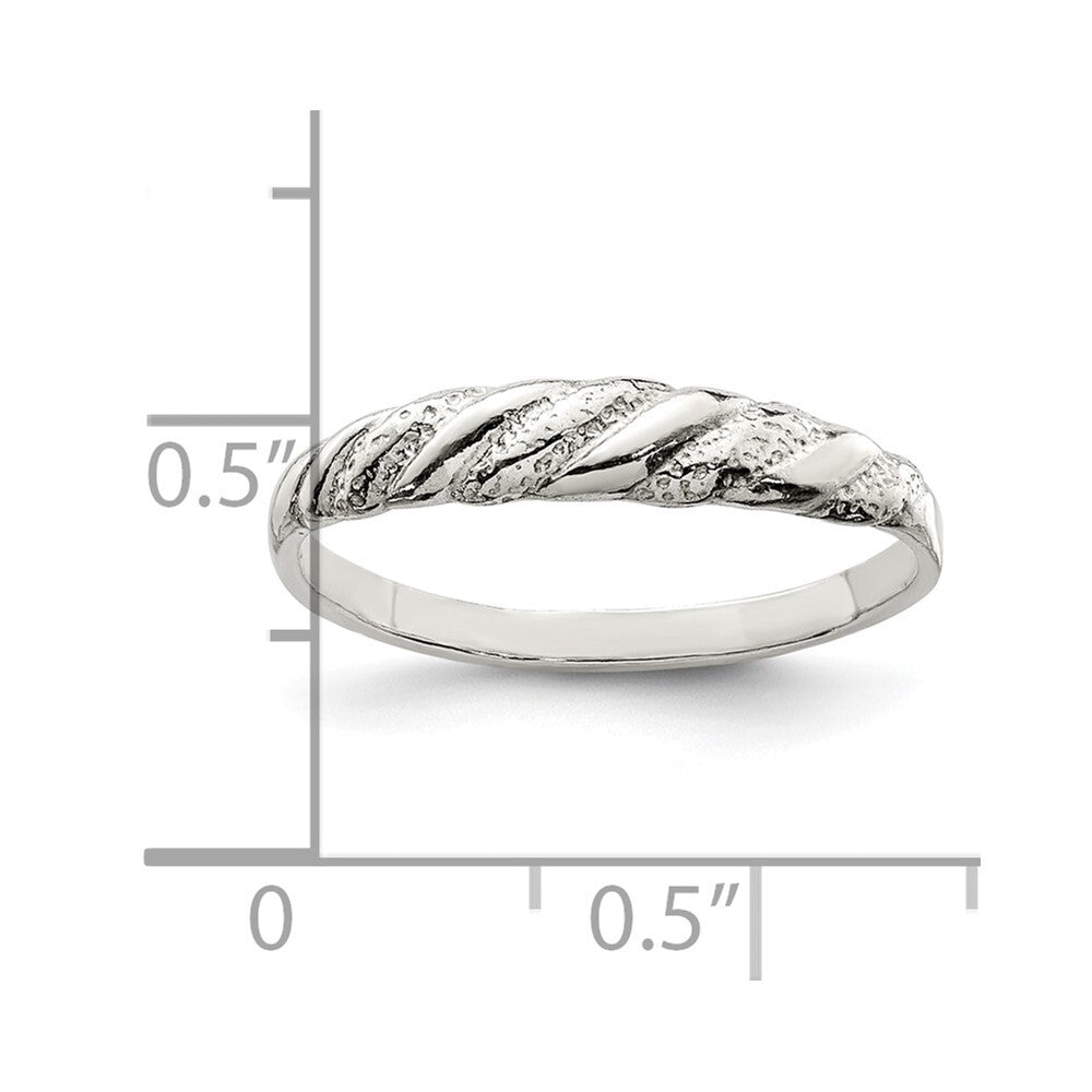 Sterling Silver Diamond-cut Twisted Ring Size 8