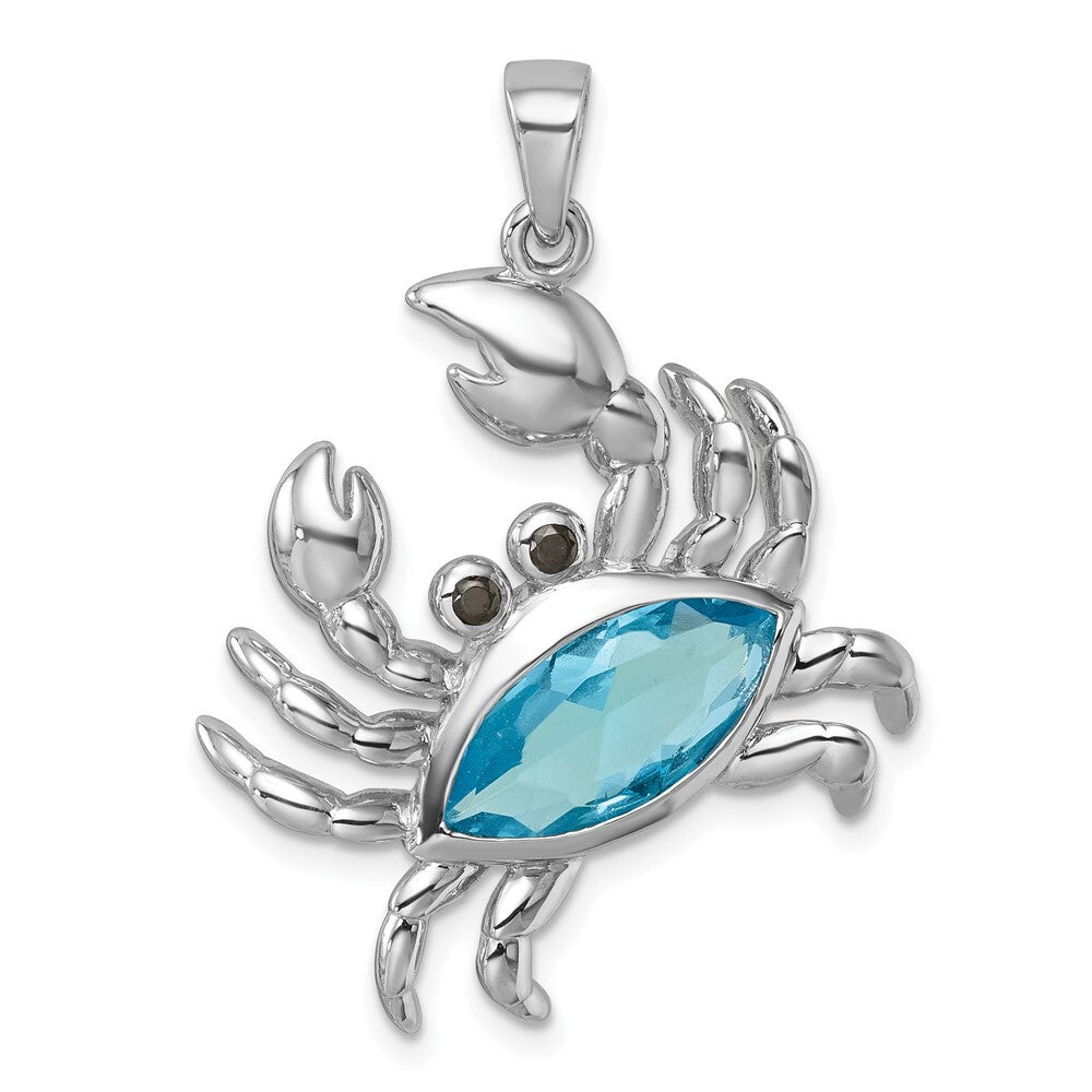 Sterling Silver Rhodium-plated Polished Cubic Zirconia Crab Pendant