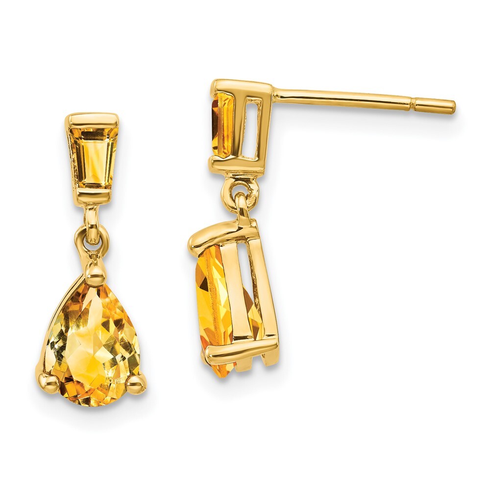 14k Yellow Gold Gold Citrine Dangle Earrings Gift for Women