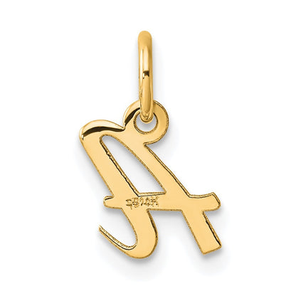 14k Yellow Gold Small Script Letter A Initial Charm Pendant