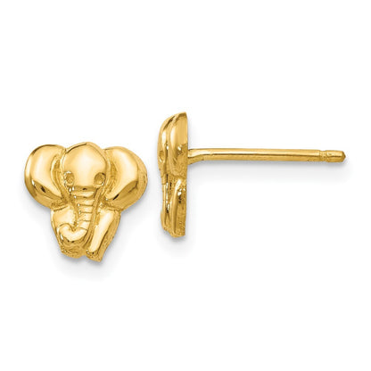 14k Yellow Gold Elephant Stud Earrings Gift for Women