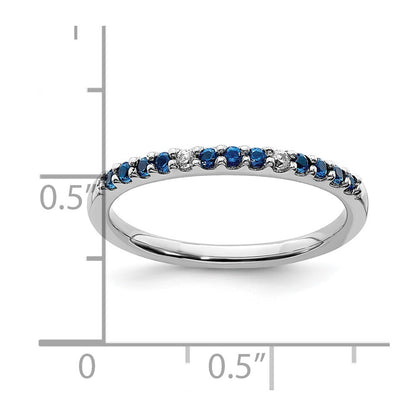 14k White Gold Diamond and Sapphire Band Size 7