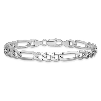 Sterling Silver Rhodium-plated 7.5mm Figaro Chain Bracelet