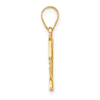 14k Yellow Gold Script Letter Z Initial Pendant with Diamond
