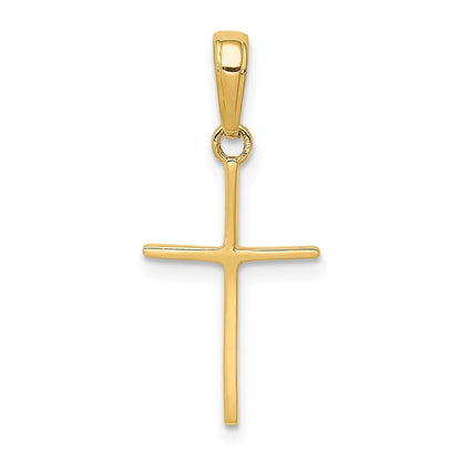 14k Yellow Gold Polished Cross Pendant for Women