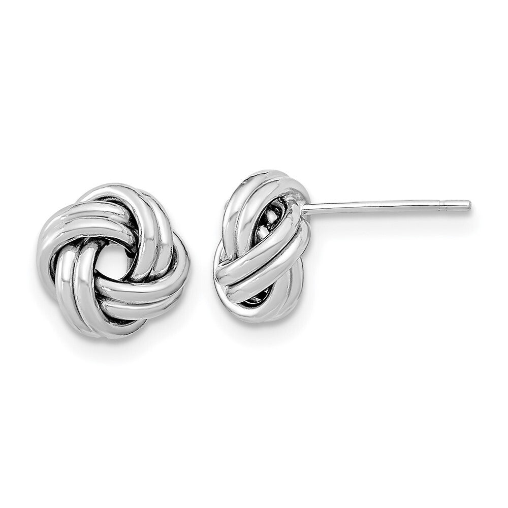 14k White Gold Polished Double Love Knot Stud Earrings Gift for Women