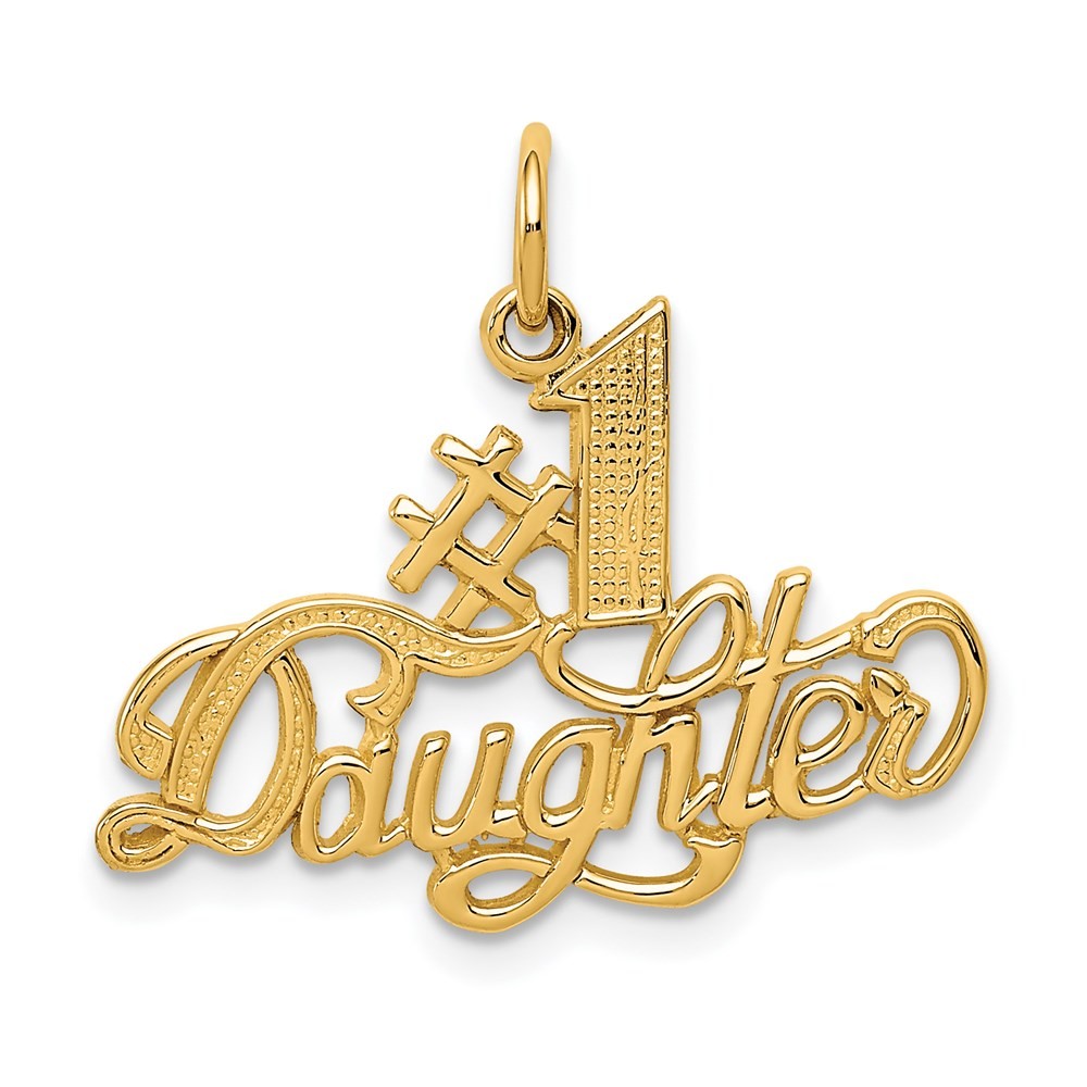 14k Yellow Gold #1 DAUGHTER Charm Pendant