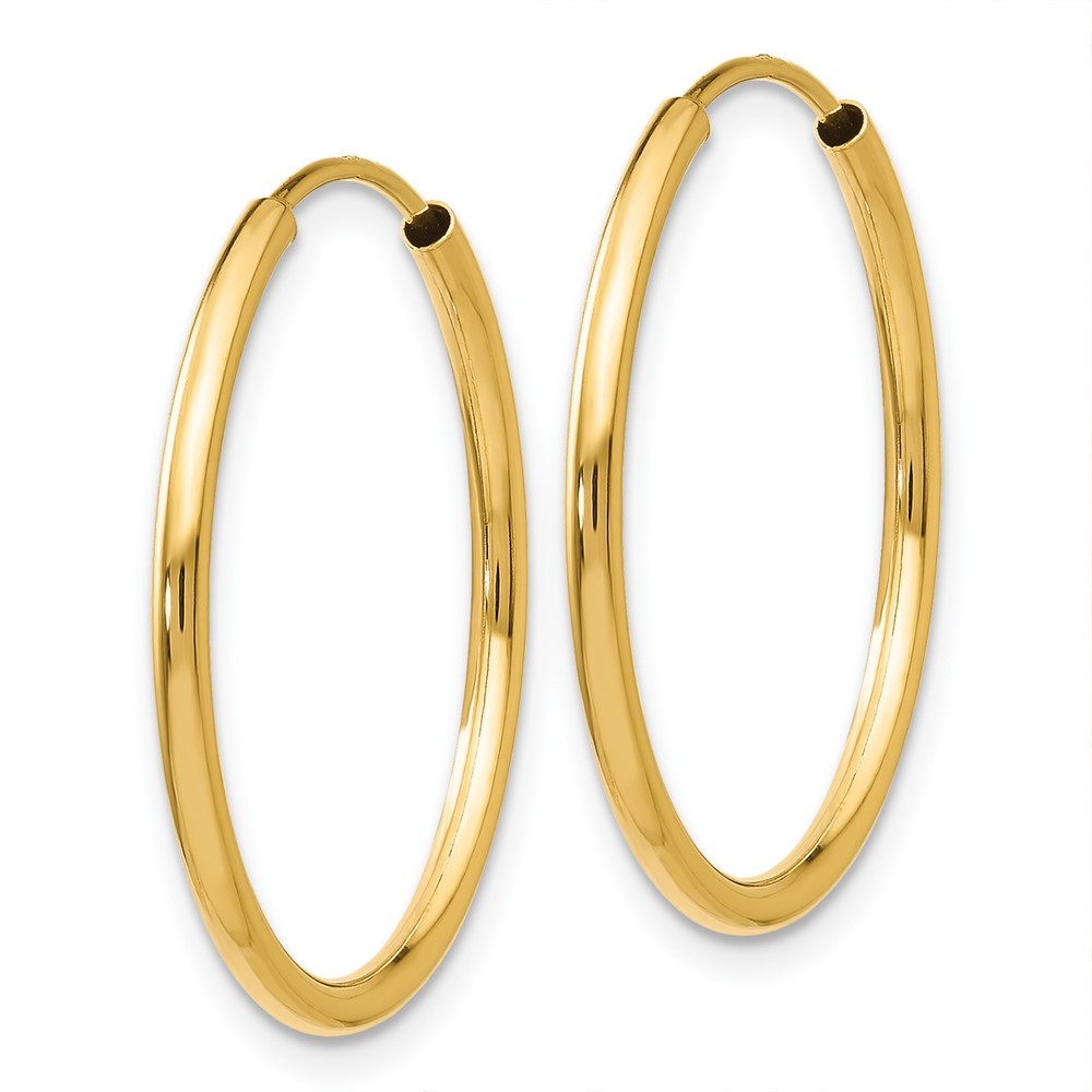 14k Yellow Gold 1.5mm Polished Round Endless Hoop Earrings