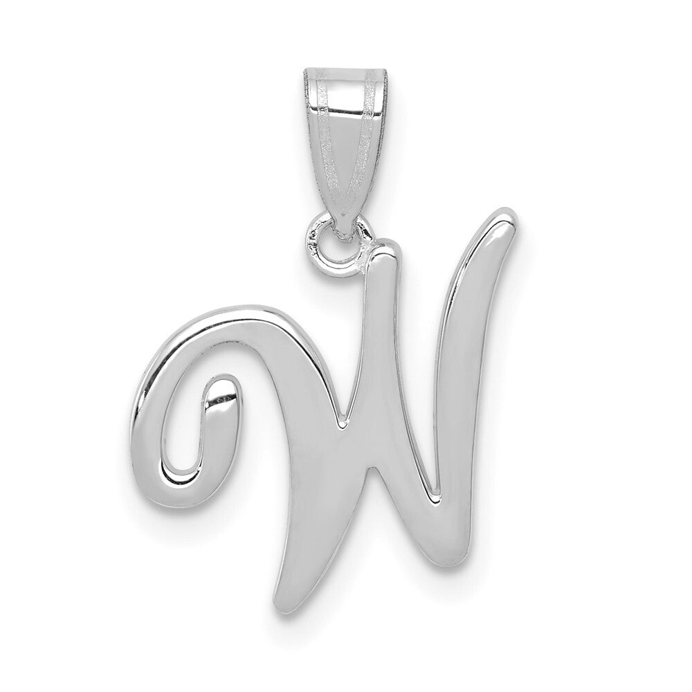 14k White Gold Script Letter W Initial Pendant for Women