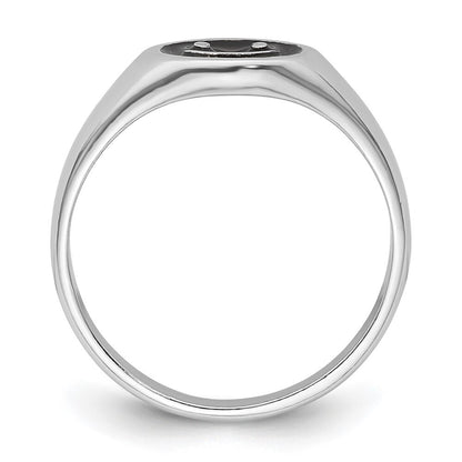 Sterling Silver Rhodium-plated Black Enamel Smiley Face Ring Size 7