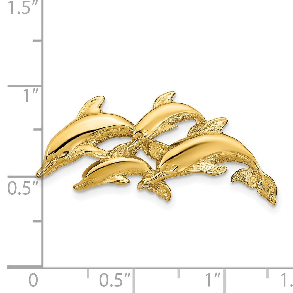 14k Yellow Gold Dolphins Slide