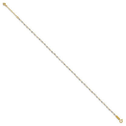 14K Two-tone Chain with Mirror Beads 10" Anklet