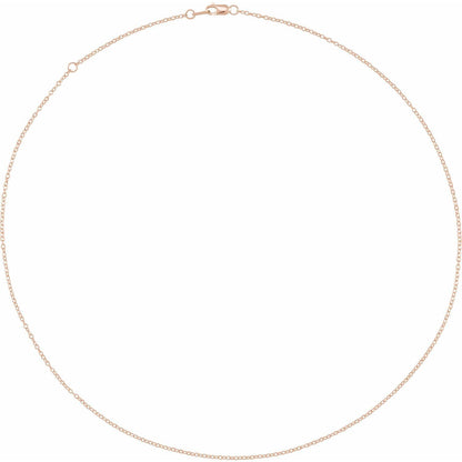 14k Rose Gold 1.3 mm Cable 18" Chain Necklace Fine Gift for Women