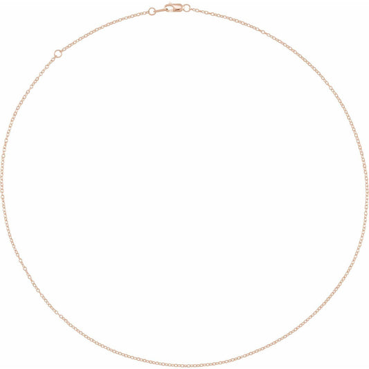 14k Rose Gold 1.3 mm Cable 18" Chain Necklace Fine Gift for Women