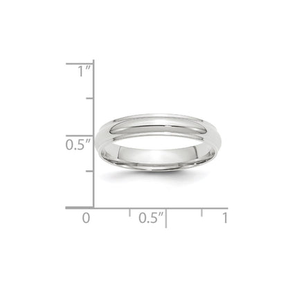 14k White Gold 4mm Half Round with Edge Wedding Band Size 10