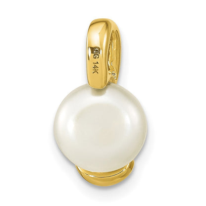 14k Yellow Gold 8-9mm White Button Freshwater Cultured Pearl Pendant Slide