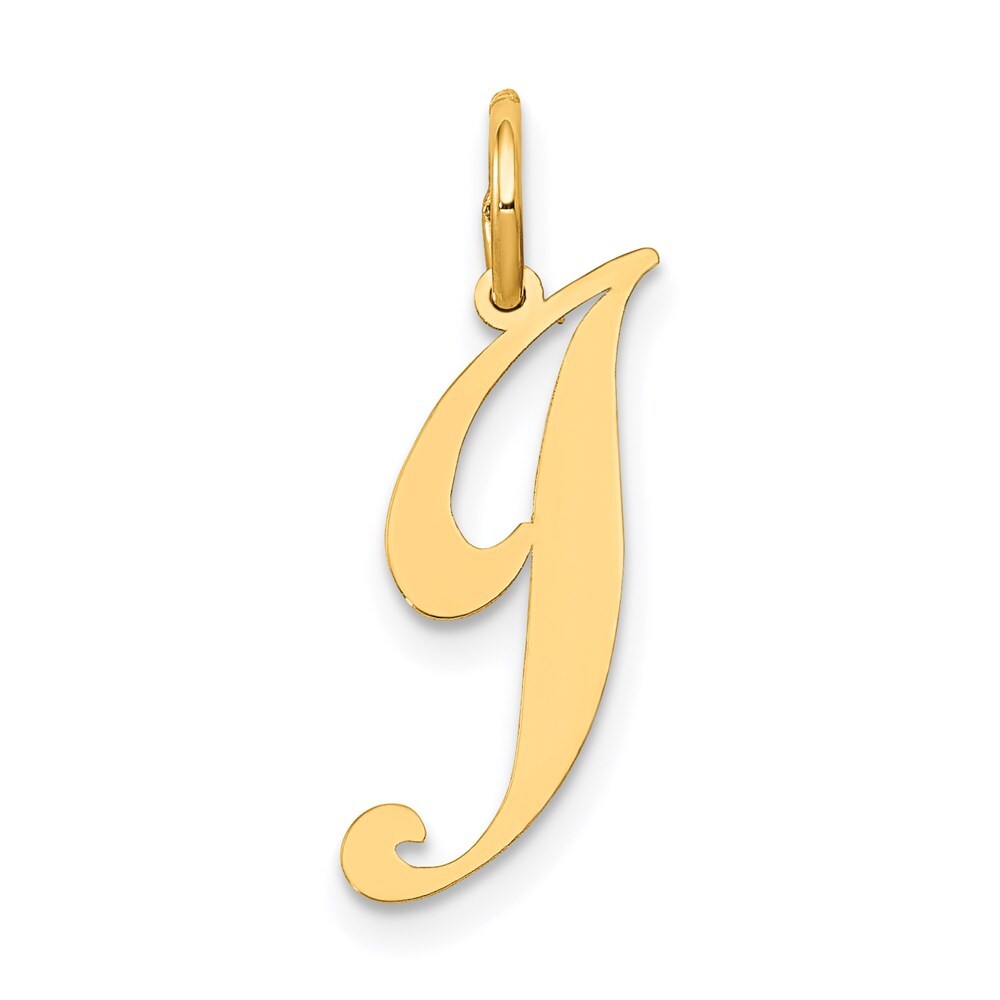 14k Yellow Gold Small Fancy Script Letter J Initial Charm Pendant