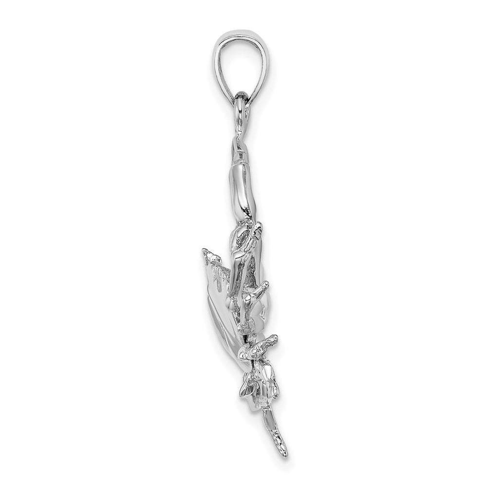 14K White Gold Stone Crab w Claw Extender Charm