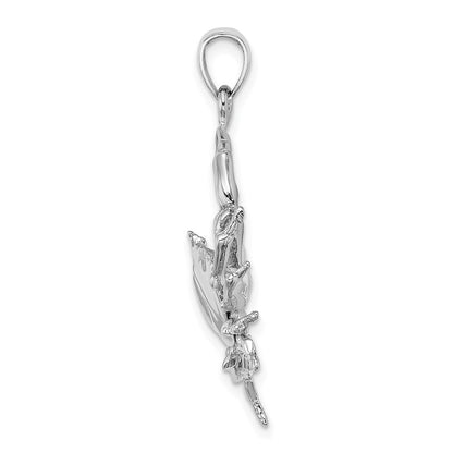 14K White Gold Stone Crab w Claw Extender Charm