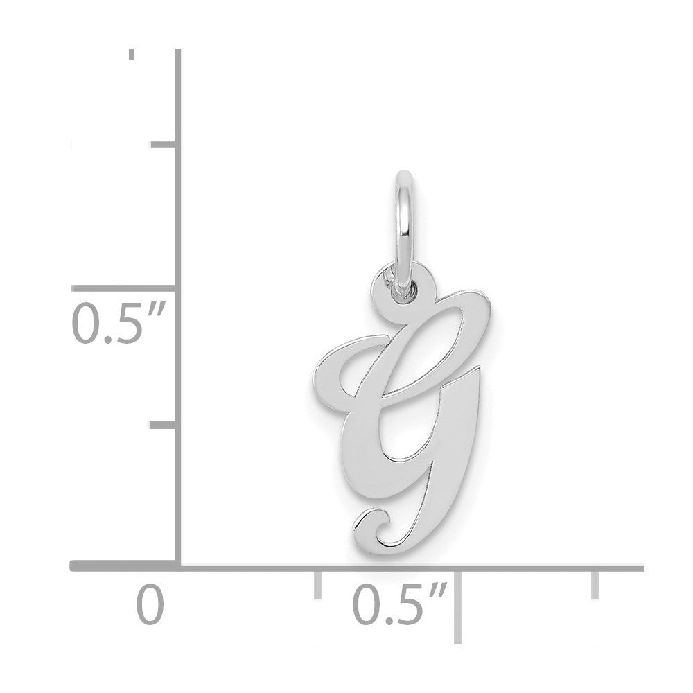 14k White Gold Small Fancy Script Letter G Initial Charm Pendant