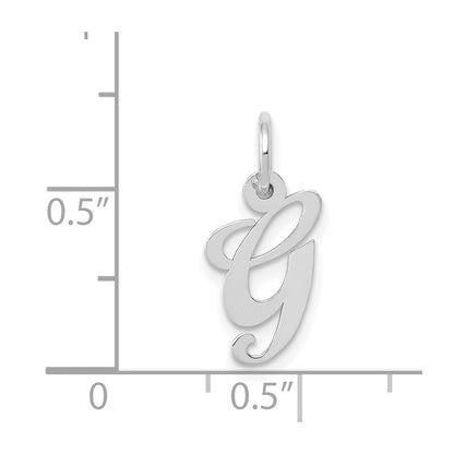 14k White Gold Small Fancy Script Letter G Initial Charm Pendant