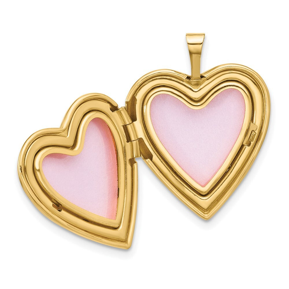 14k Yellow Gold 20mm Polished FOREVER IN MY HEART Diamond Heart Locket Pendant